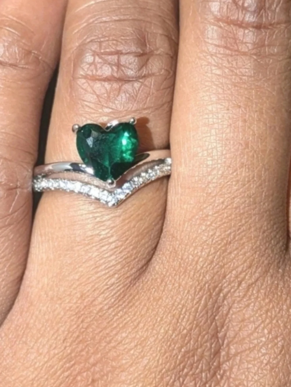 Lab-Created Emerald Green3ct Heart Cut Women's Engagement Ring White Gold Plated